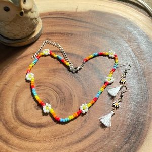 🏆BOGO! NEW 2Set Boho Beaded Choker Necklace Earrings Bohemian Seed Bead Colorful